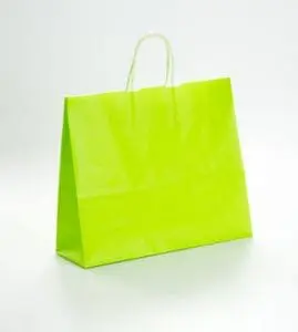 Bolsa de papel de verde chillón