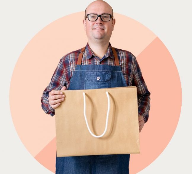 Bolsas de papel kraft fabricadas por personas con discapacidad 