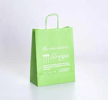 bolsa de papel en color verde