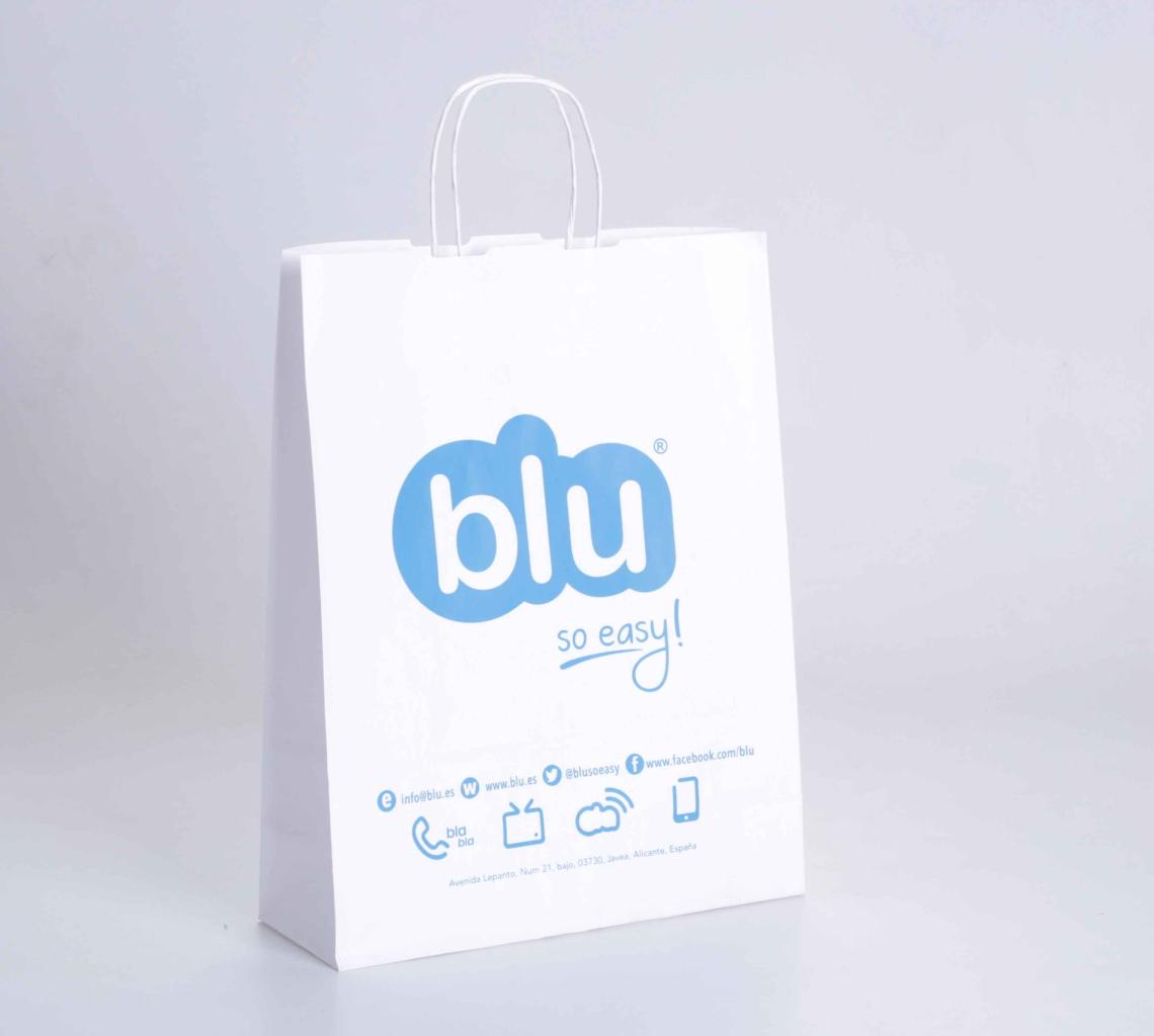 Bolsas de papel medianas blancas impresas