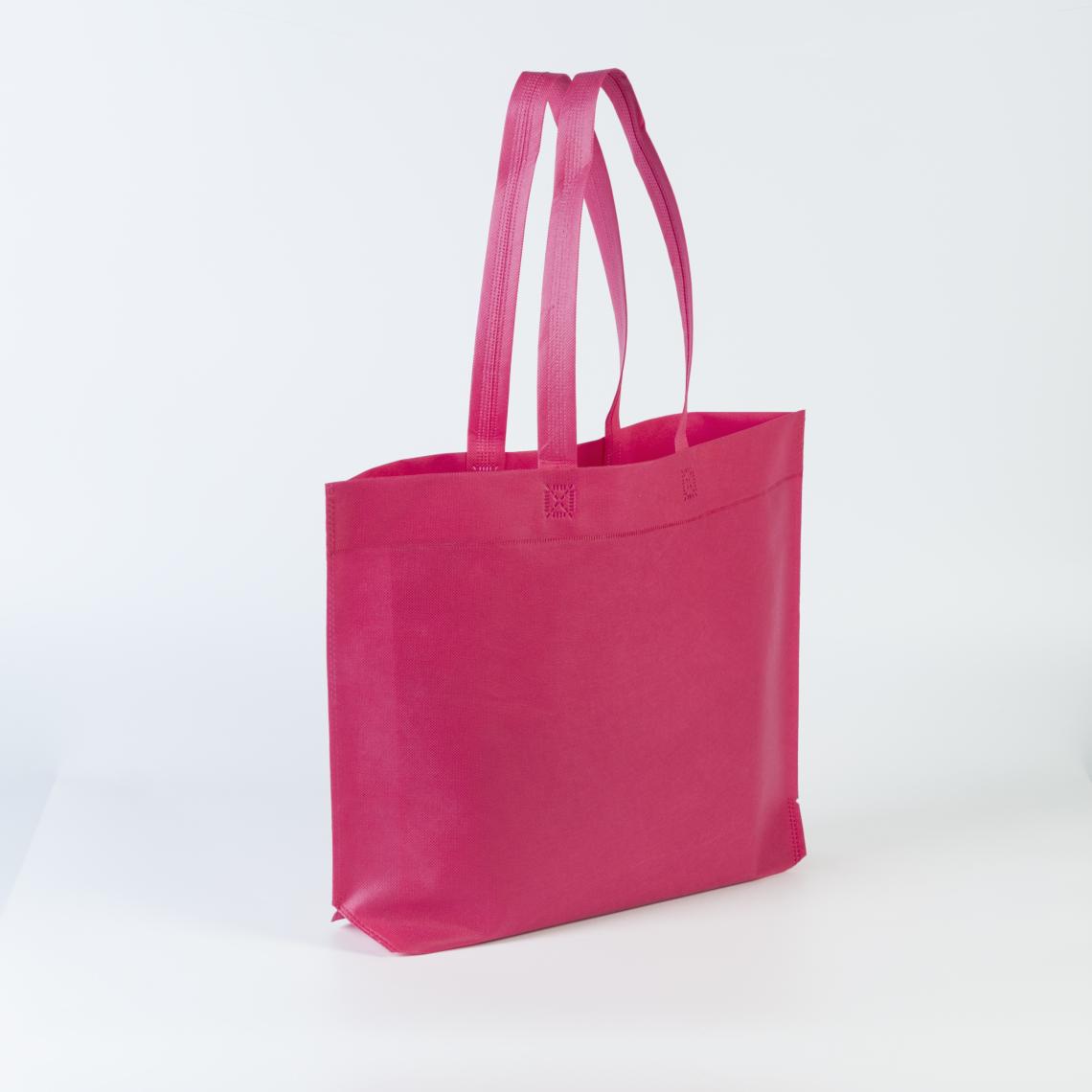 Bolsas de tela reciclada con asas largas y huelle en base de color fucsia