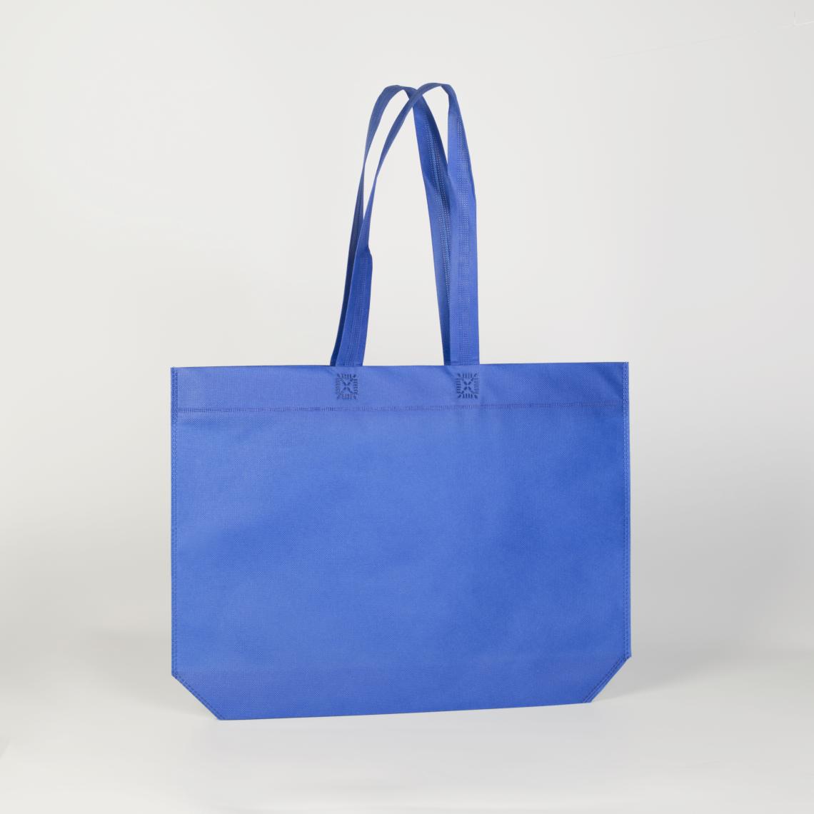 Bolsas de tela reciclada con asas largas y huelle en base azules