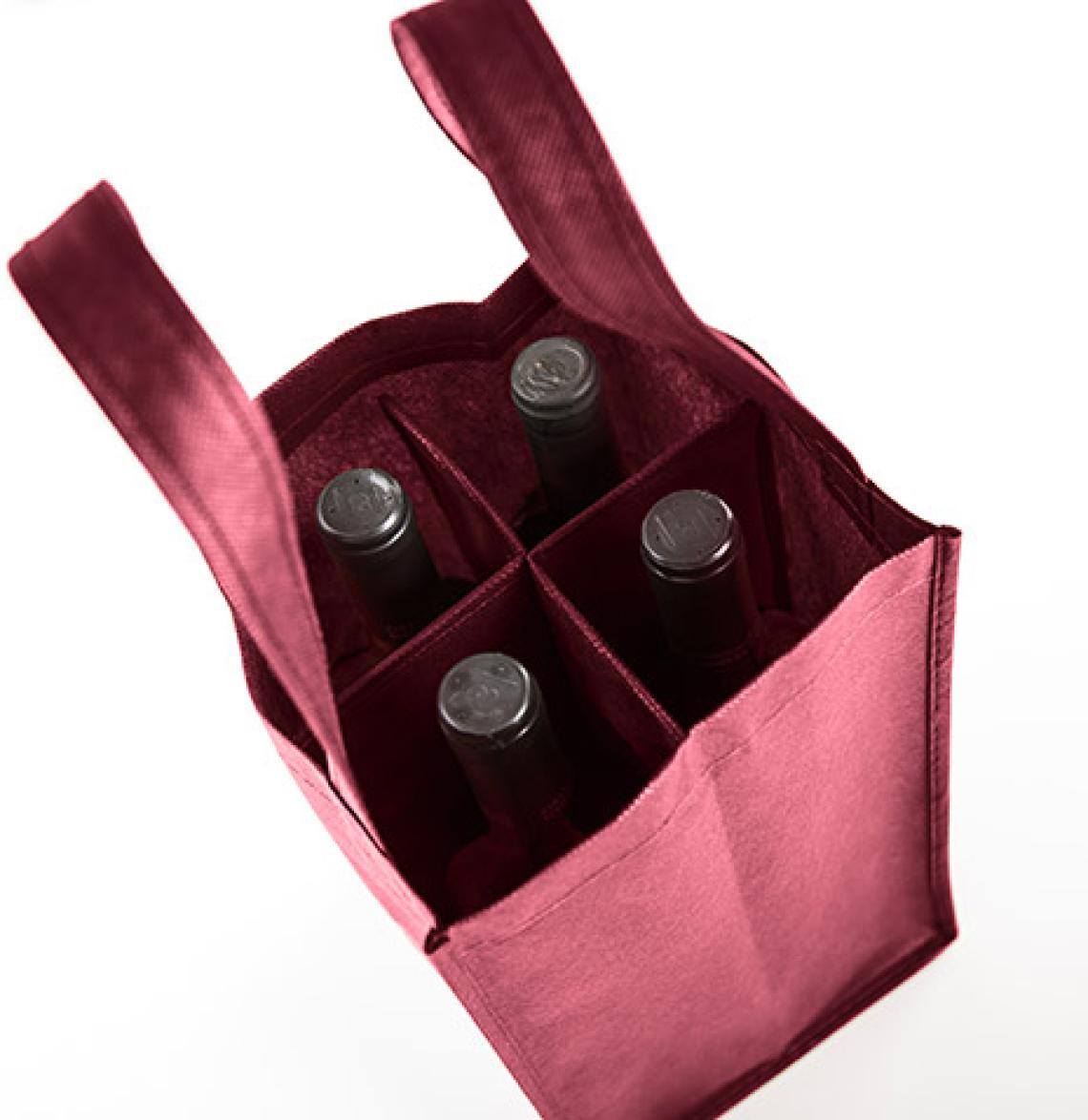 Bolsas de tela con cuatro botellas