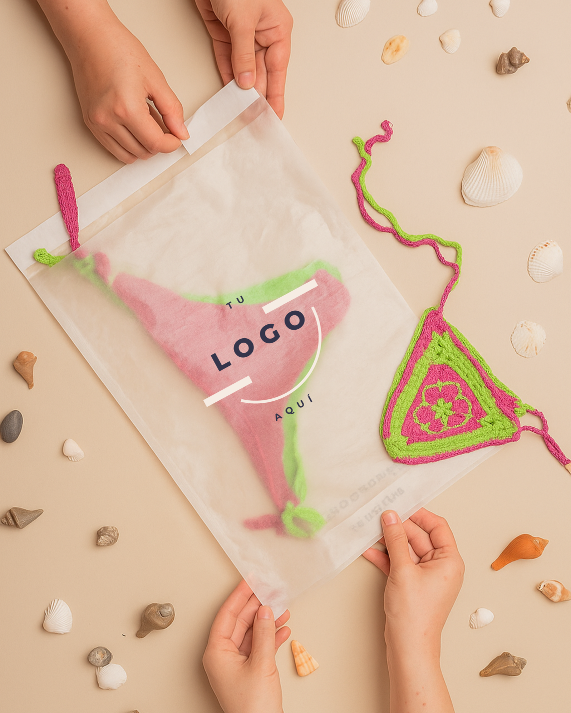 Venta sobres papel transparente con bañador en el interior