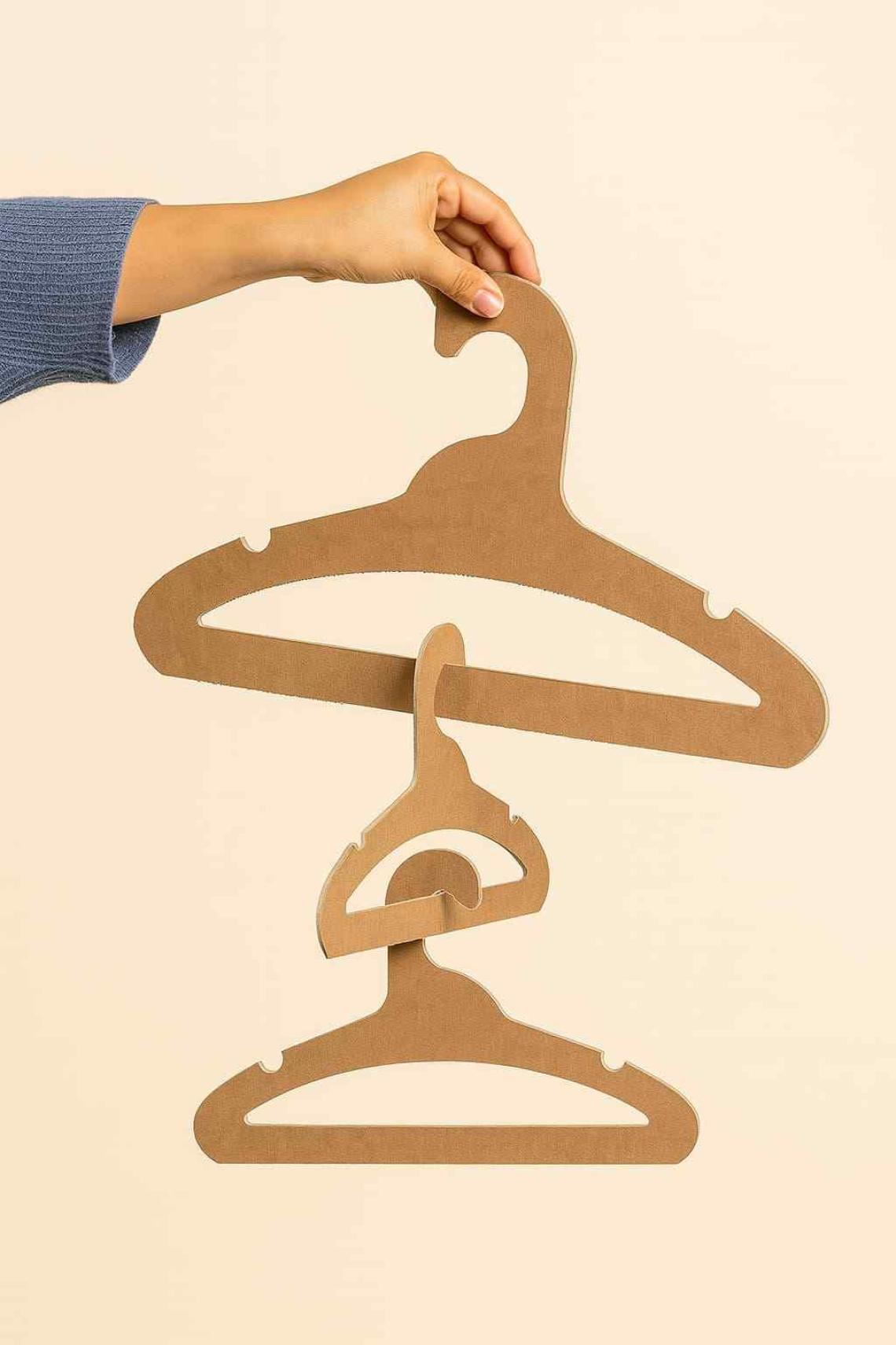 Percha kraft grande, ideal para prendas de mayor volumen