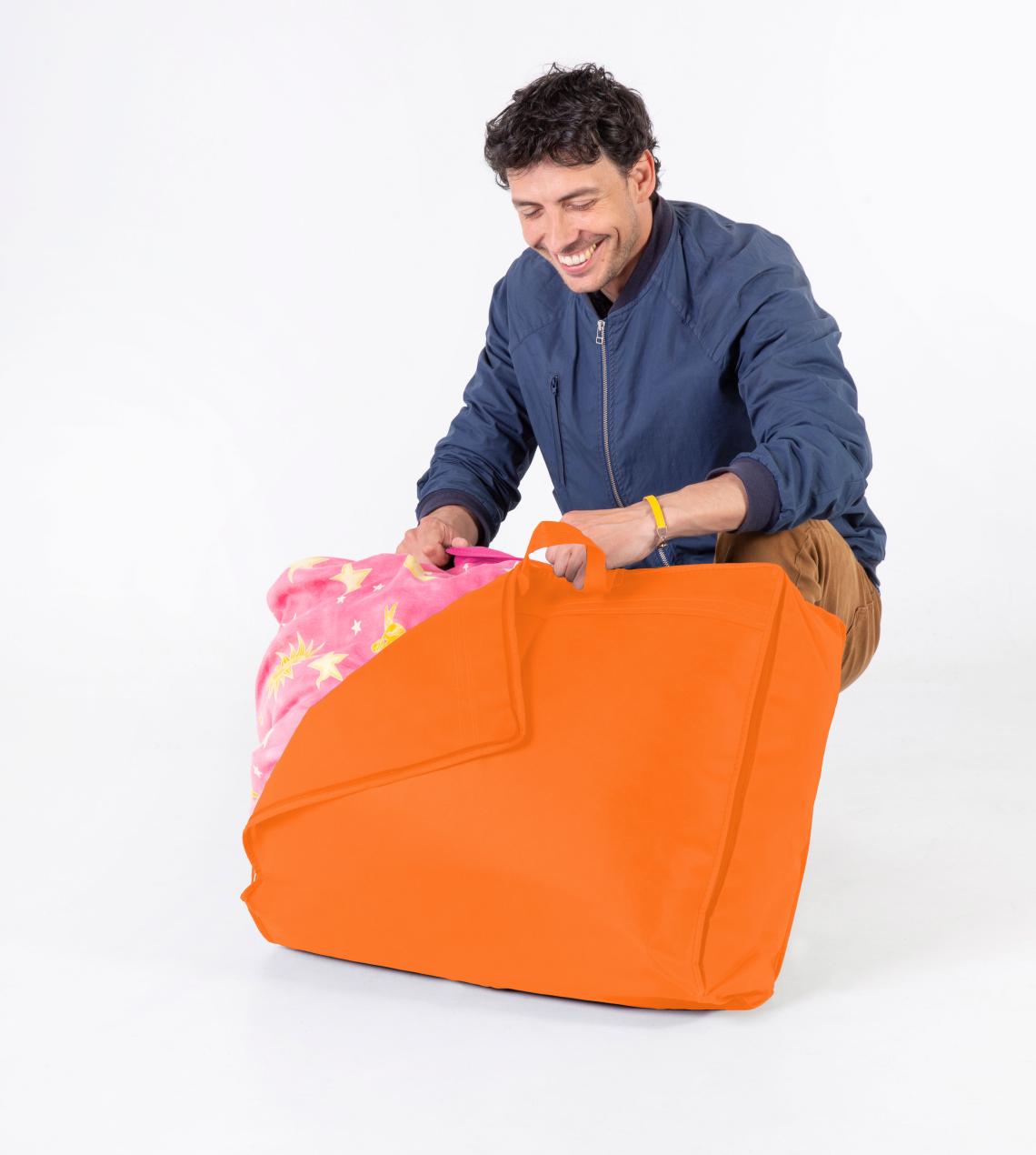 Bolsa para guardar edredón de color naranja 55x45x15