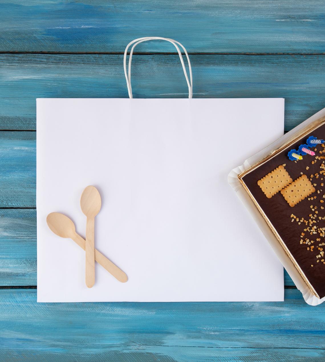 Bolsas de papel de base ancha para pastelerías blancas