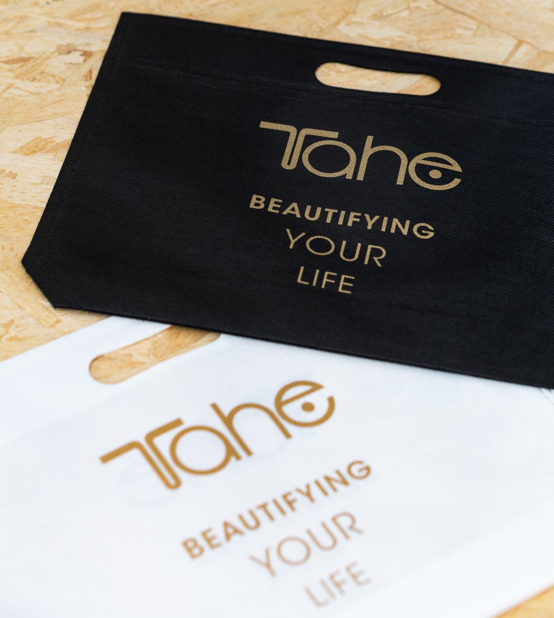 bolsa de tela negra con asa troquel personalizada