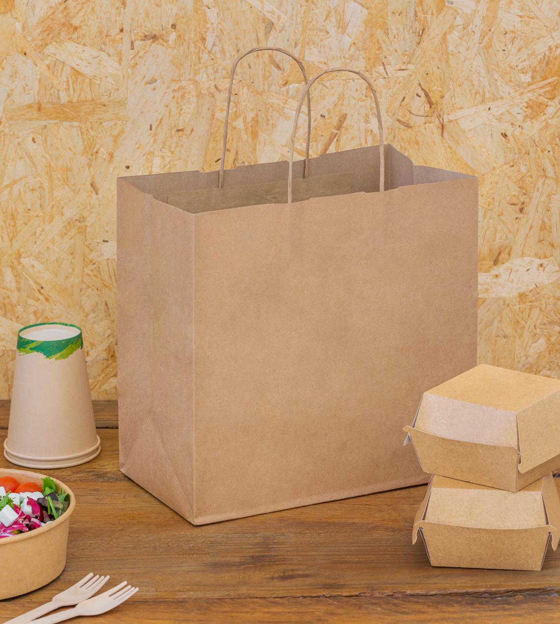 Bolsas papel kraft reciclado 28x27x16