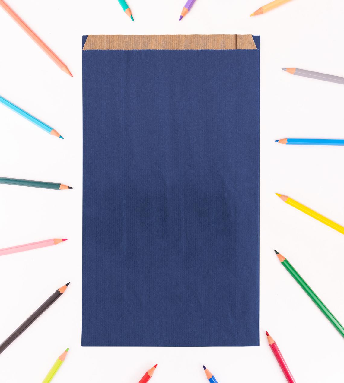 Sobres de papel con fuelle lateral kraft azul