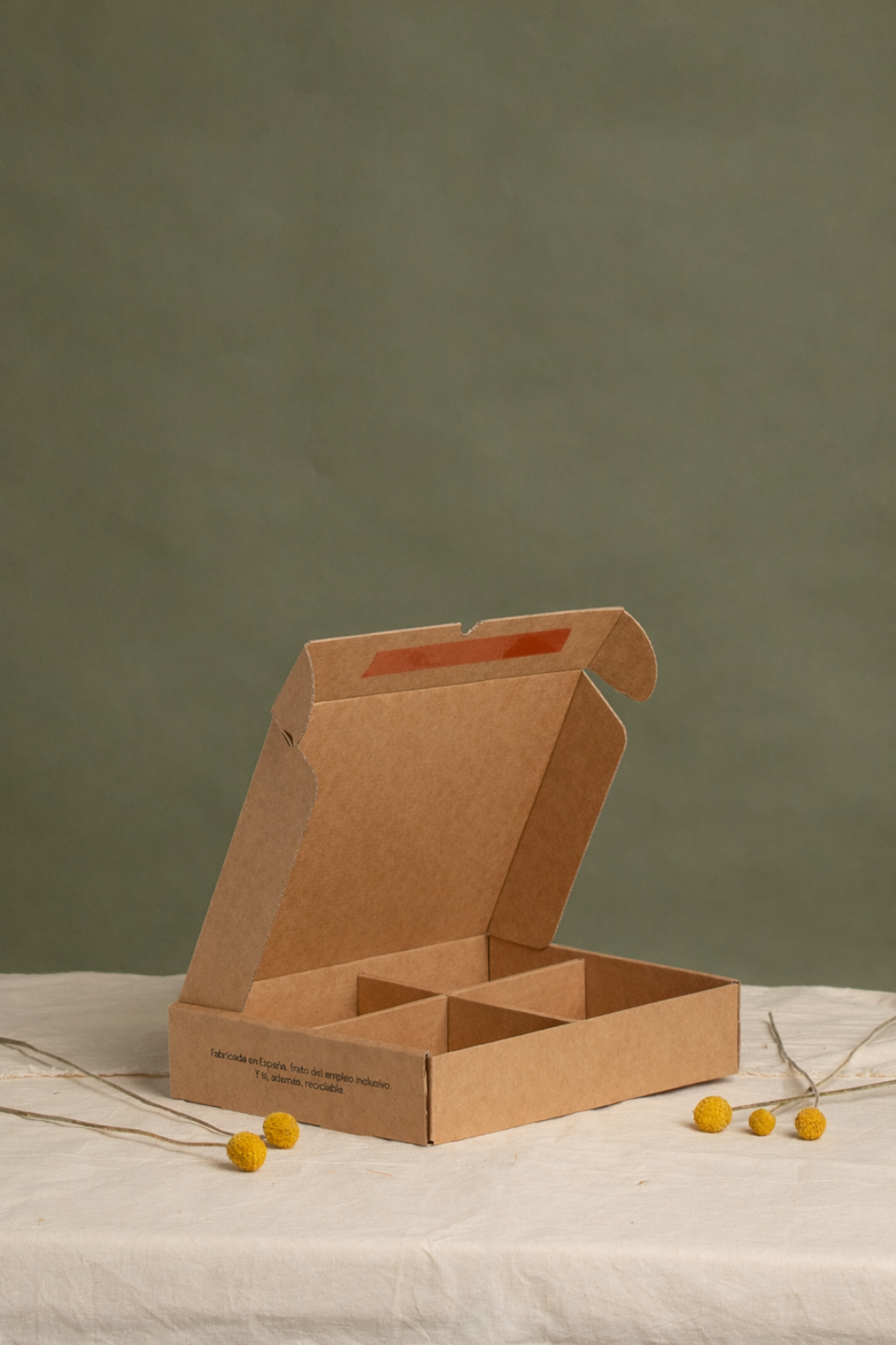 Cajas con separadores para ecommerce de cartón reciclado 27x20x5| Fabricadas por personas con discapacidad intelectual