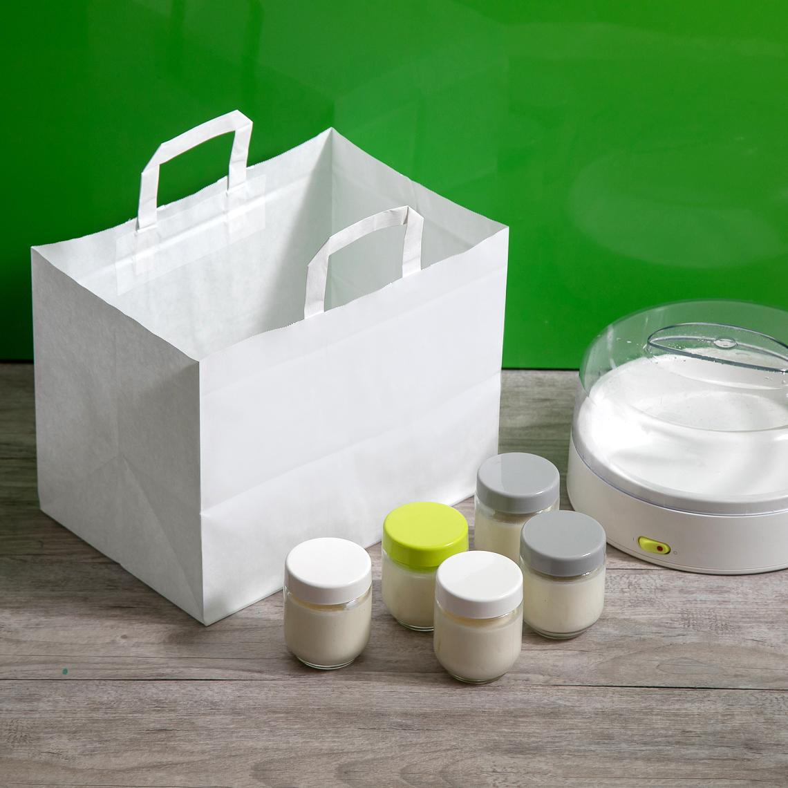 Bolsas de papel blanco para take away 32x25x22 Bolsas de papel blanco para take away 32x25x22