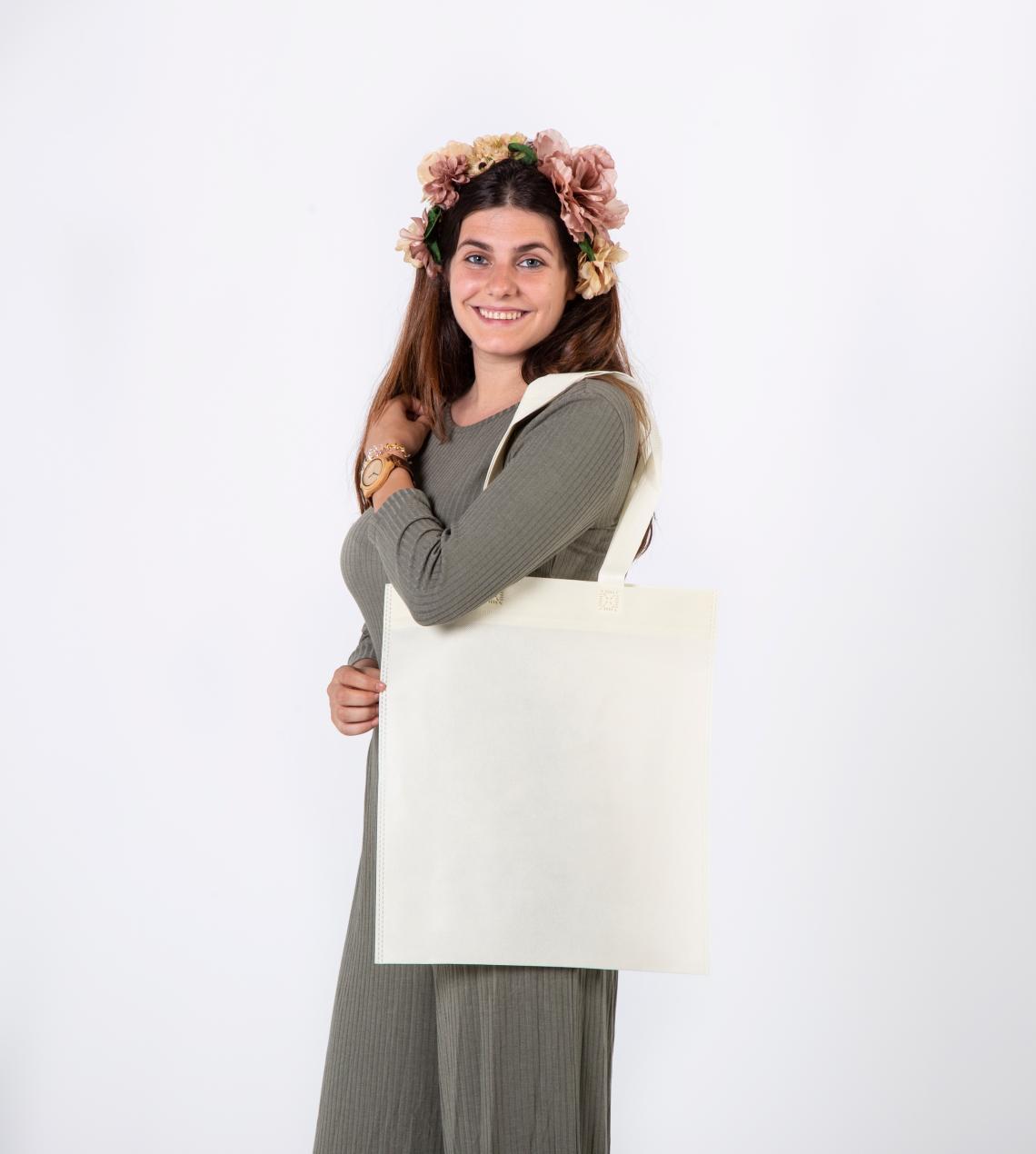 Bolsas de tela mediana termosellada con asas largas 38x42