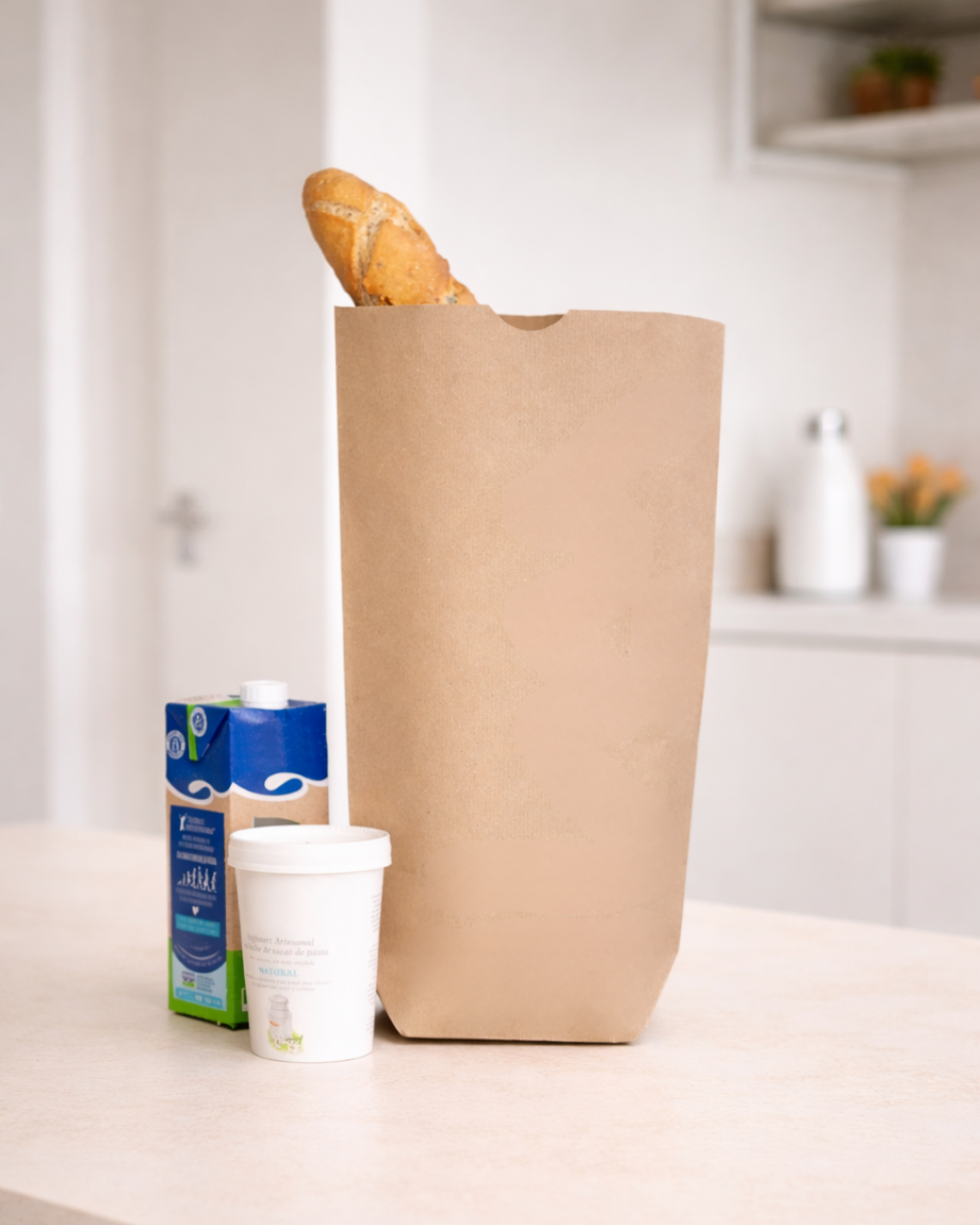 Bolsas sin asas con productos dentro