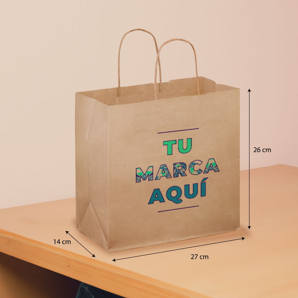 Bolsas papel kraft baratas 27x26x14 Bolsas papel kraft baratas 27x26x14