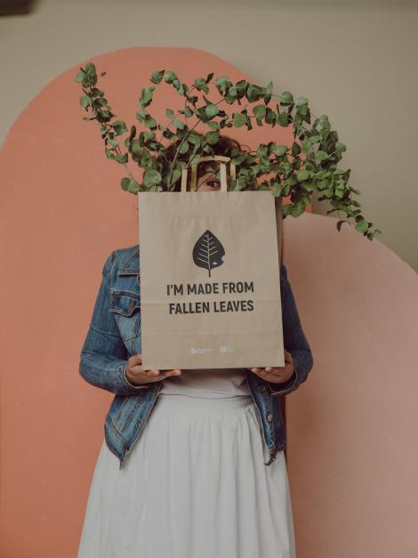 Bolsas de papel hechas de hojas de árboles caídas Bolsas de papel hechas de hojas de árboles