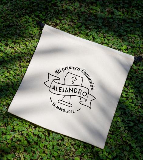 Sacos de algodón orgánico para regalos de comunión 150 g 25x25