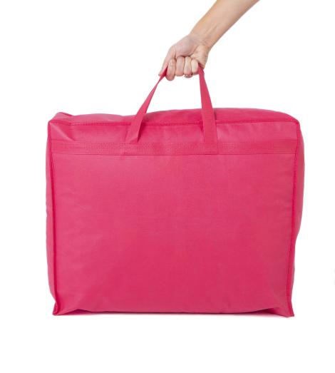 Bolsa para guardar edredones cerrada de color fucsia 60x50x20