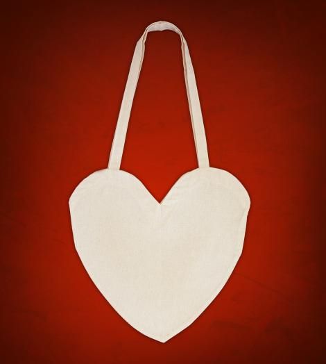 Bolsas de algodón orgánico en forma de corazón
