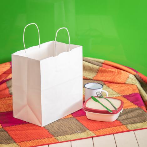 Bolsas de papel para llevar comida para restaurantes Bolsas de papel medianas de base ancha
