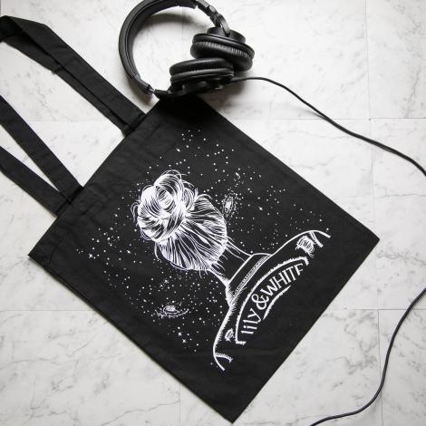 Bolsas de algodón convencional de color negro impresas