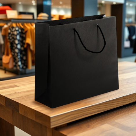 Bolsas de papel negro de lujo mate 42x36x13