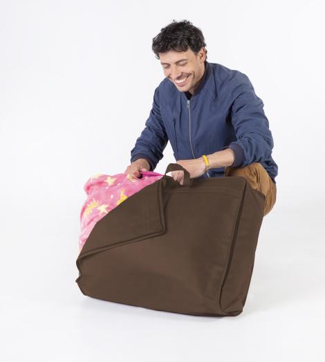 Bolsa para guardar edredones cerrada de color marrón 60x50x20