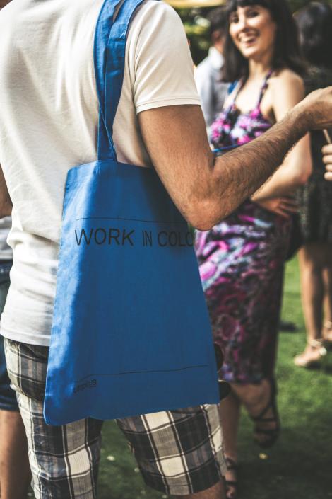 Venta de bolsas de algodón de color azul por mayor Bolsas de algodón de color azul marino impresas