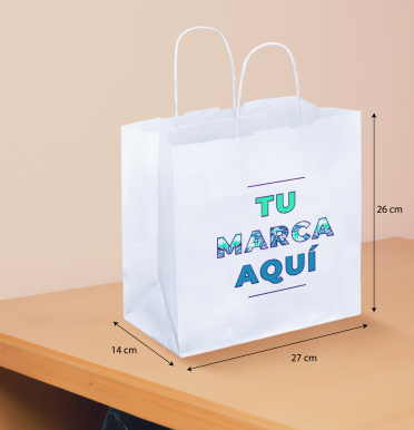 Bolsas papel blancas baratas 27x26x14
