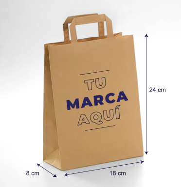 Bolsas de papel con asas planas kraft baratas 18x24x8