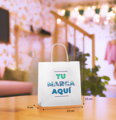 Bolsas papel blancas baratas 22x23x9