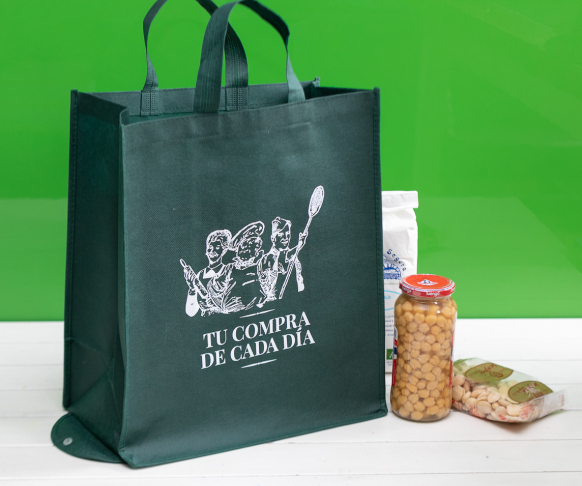 Bolsas de tela verdes plegables impresas con logo