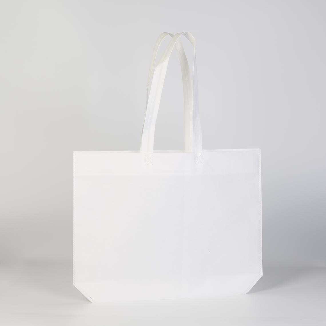 Bolsas de tela reciclada con asas largas y huelle en base blancas