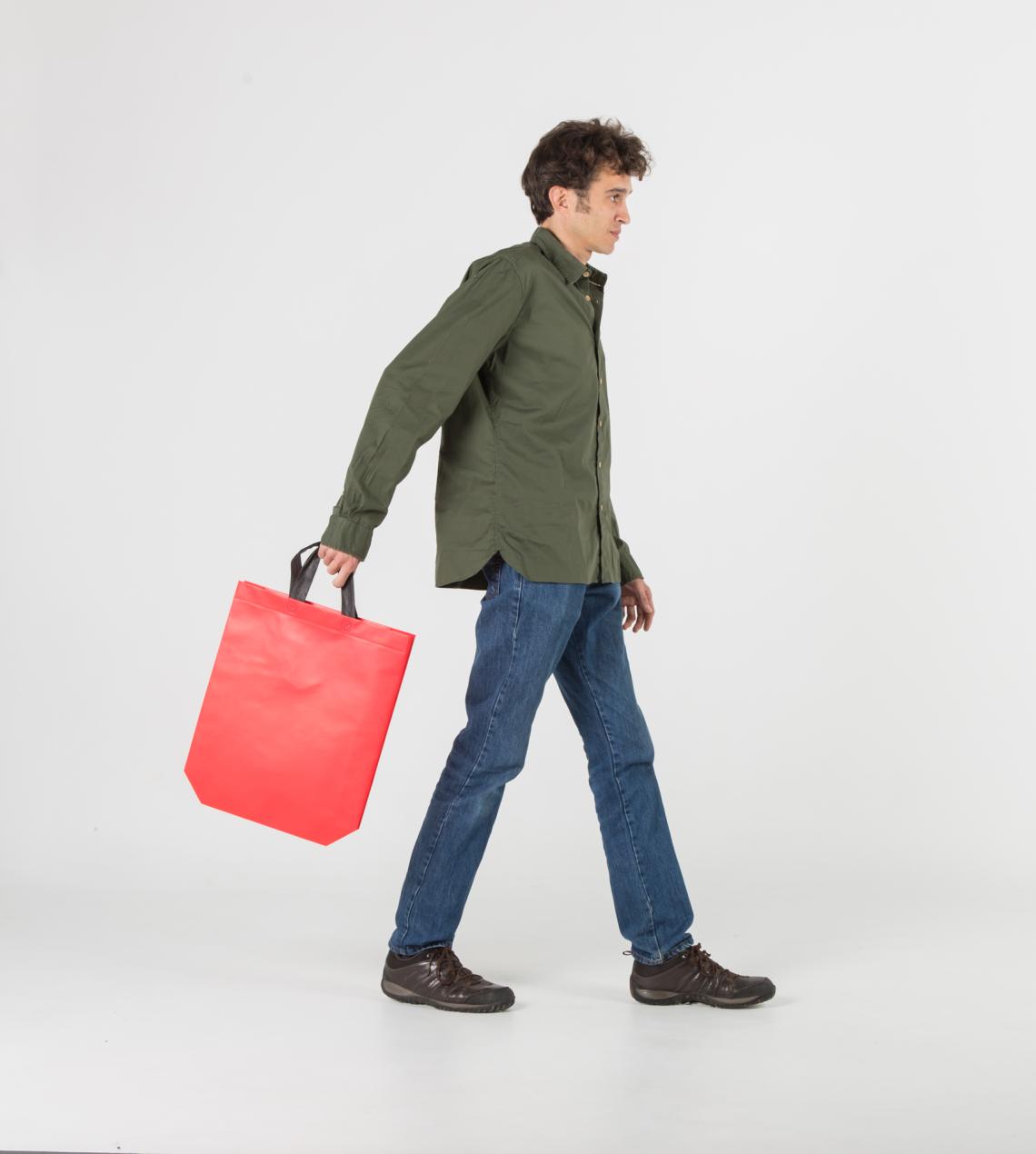 Bolsa de tela laminada con asas verdes 38x40x10