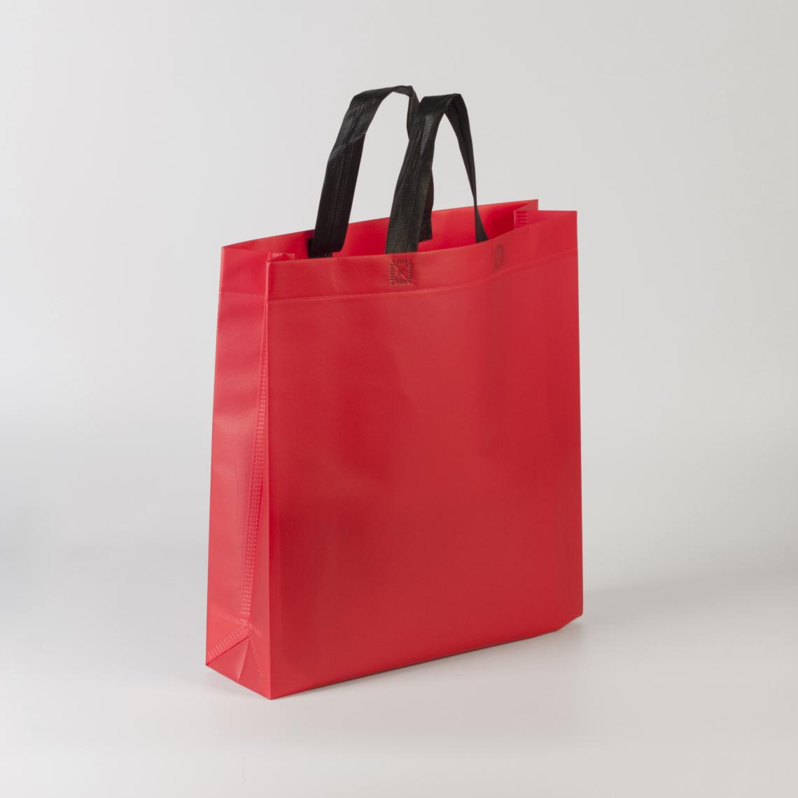 Bolsa roja de tela laminada con agarre  38x40x10