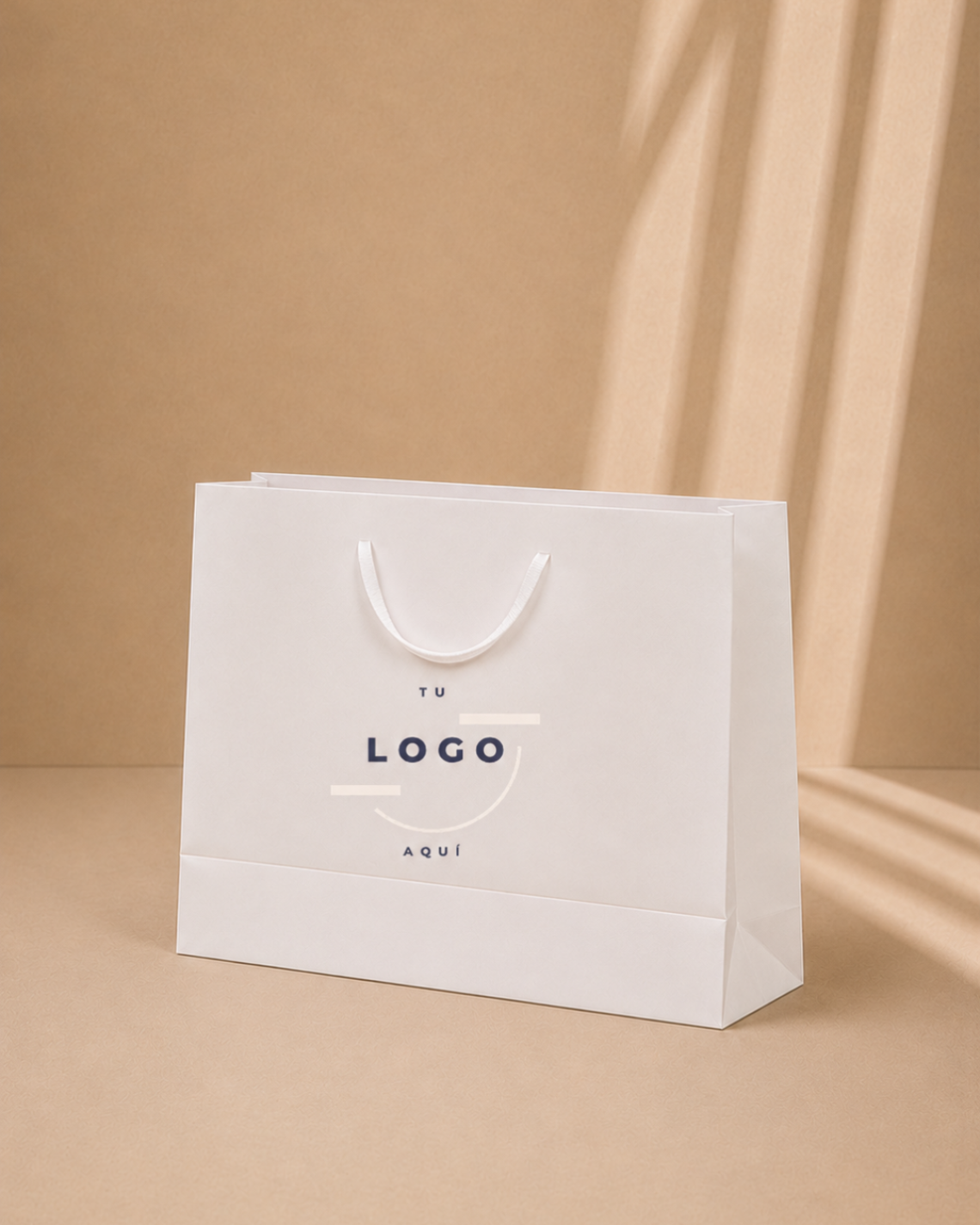 Bolsa de papel de lujo color blanco con tu logo aquí