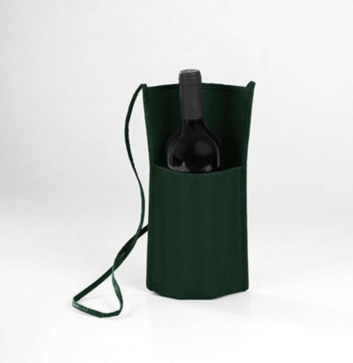 Funda para botella de vino con asa larga verde  16x30