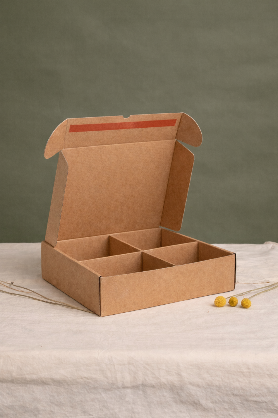 Cajas de cartón reciclado con separadores para ecommerce 28x22x8 | Fabricadas por personas con discapacidad intelectual