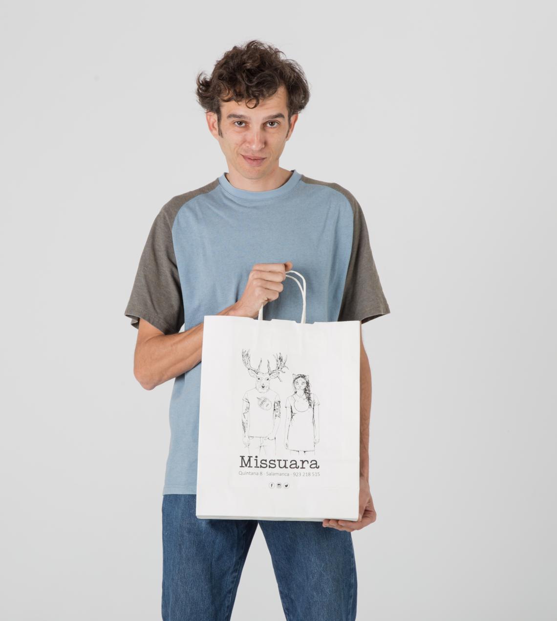 bolsas de papel blancas impresas con diseño