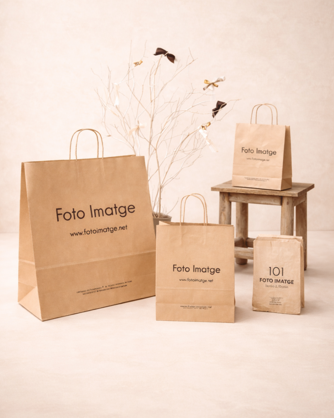 Bolsas de papel kraft grandes  impresas