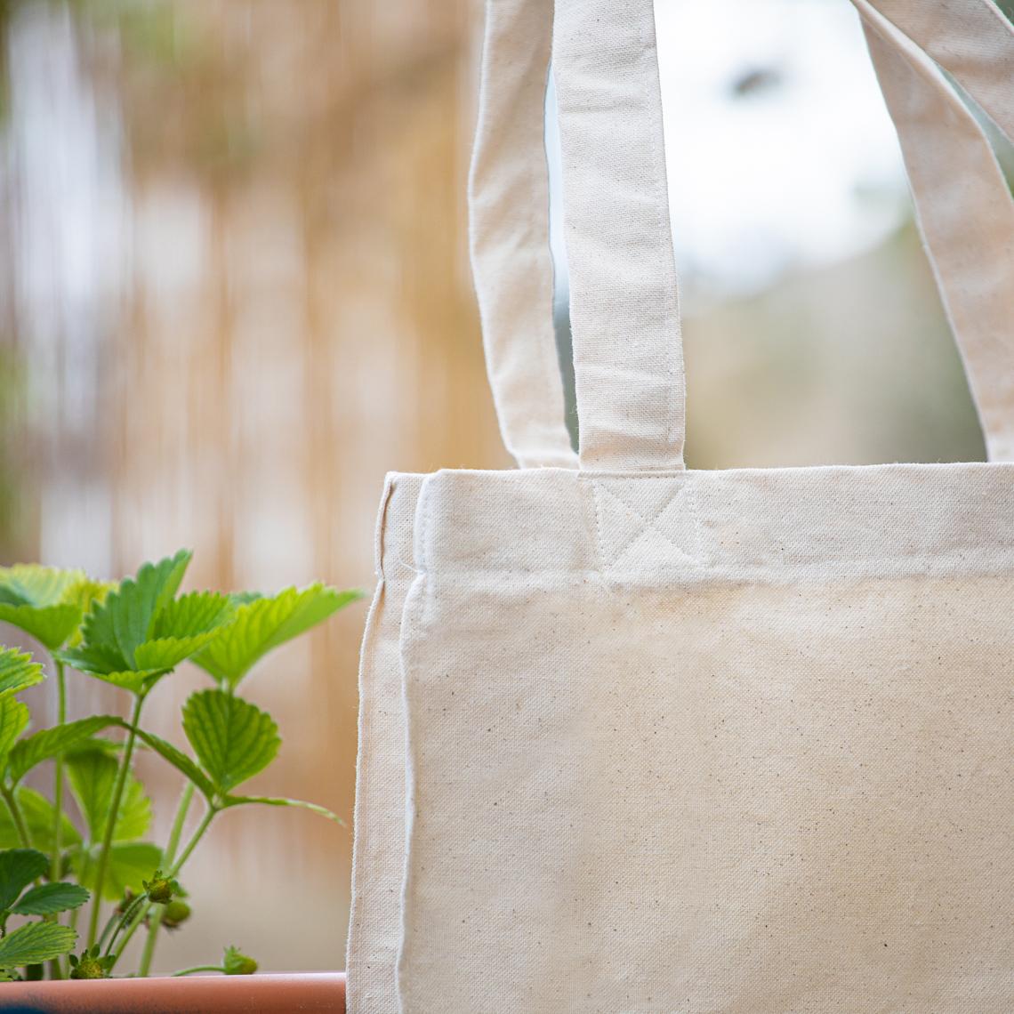 Bolsas de algodón orgánico grandes con fuelle