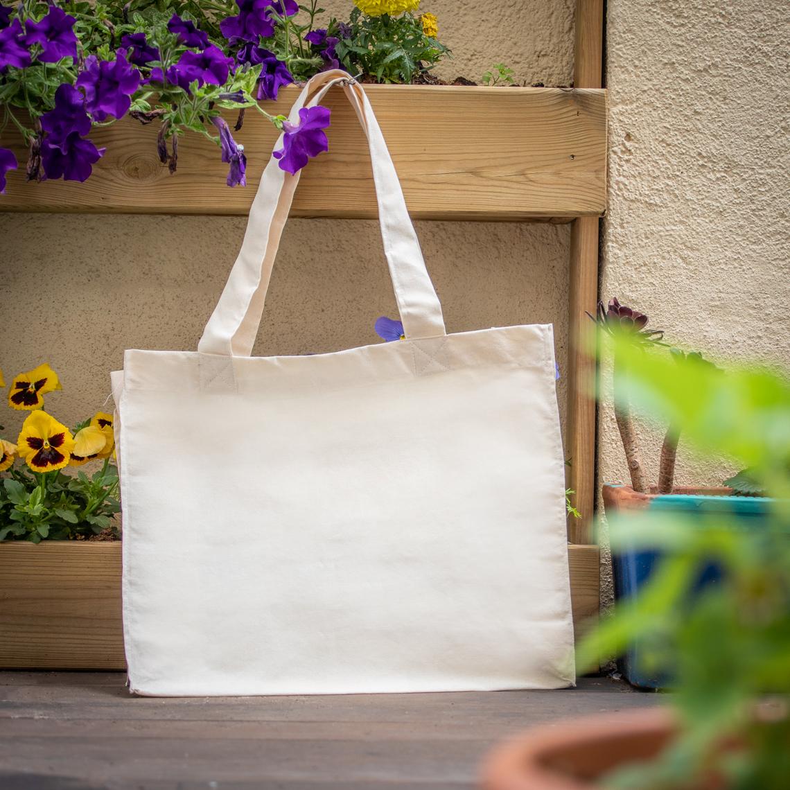 Bolsas de algodón orgánico grandes con fuelle