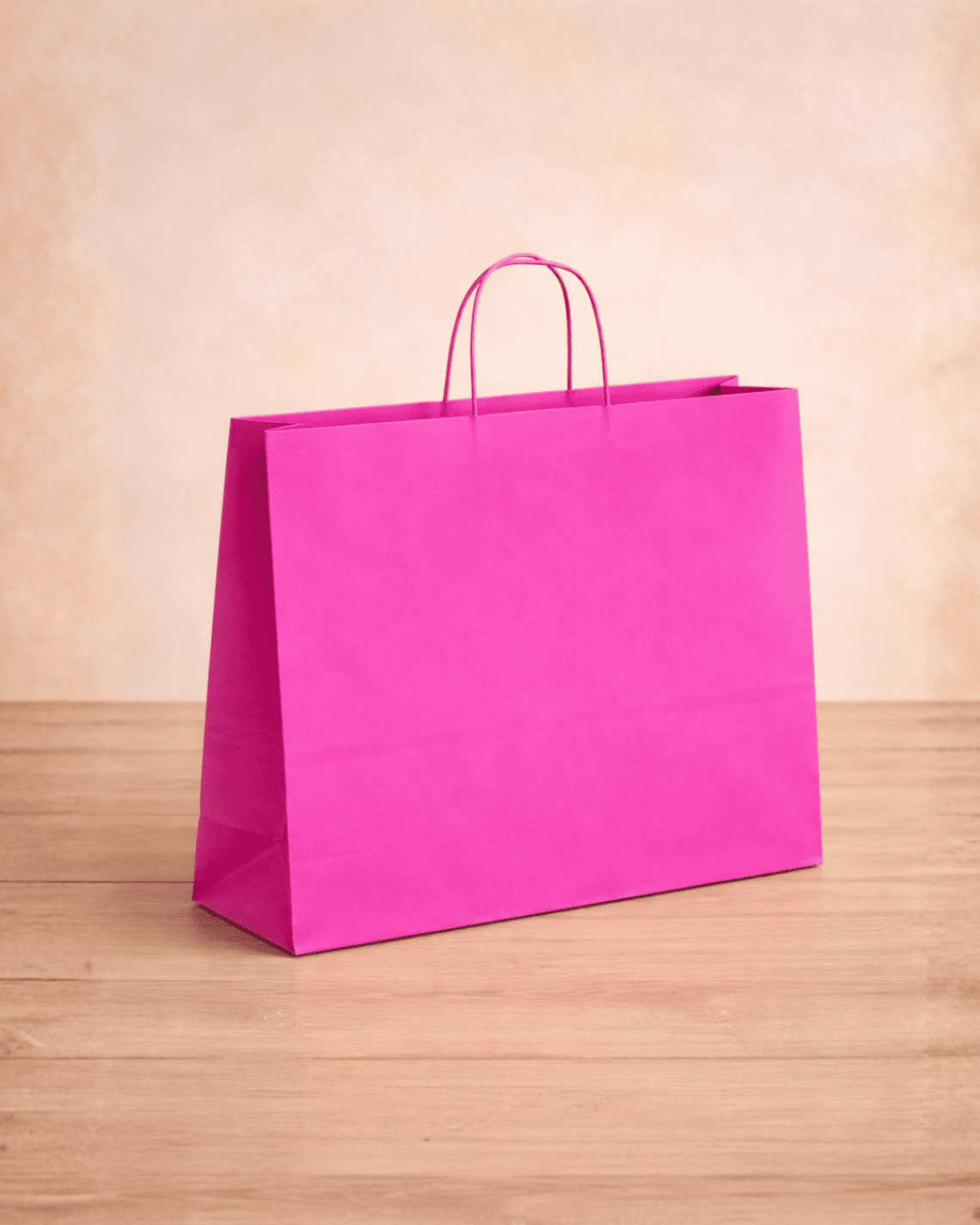 Bolsas de papel horizontales de color fucsia