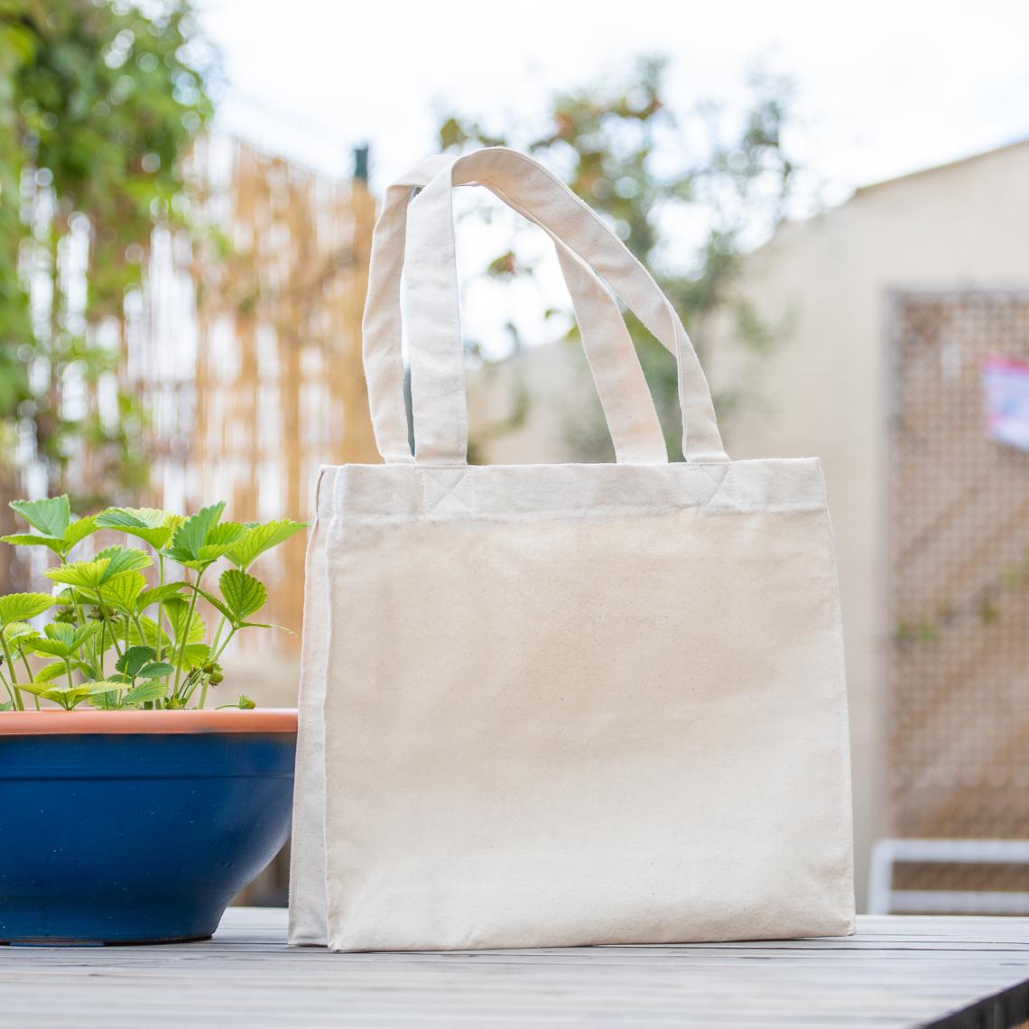 Bolsas de algodón orgánico grandes con fuelle