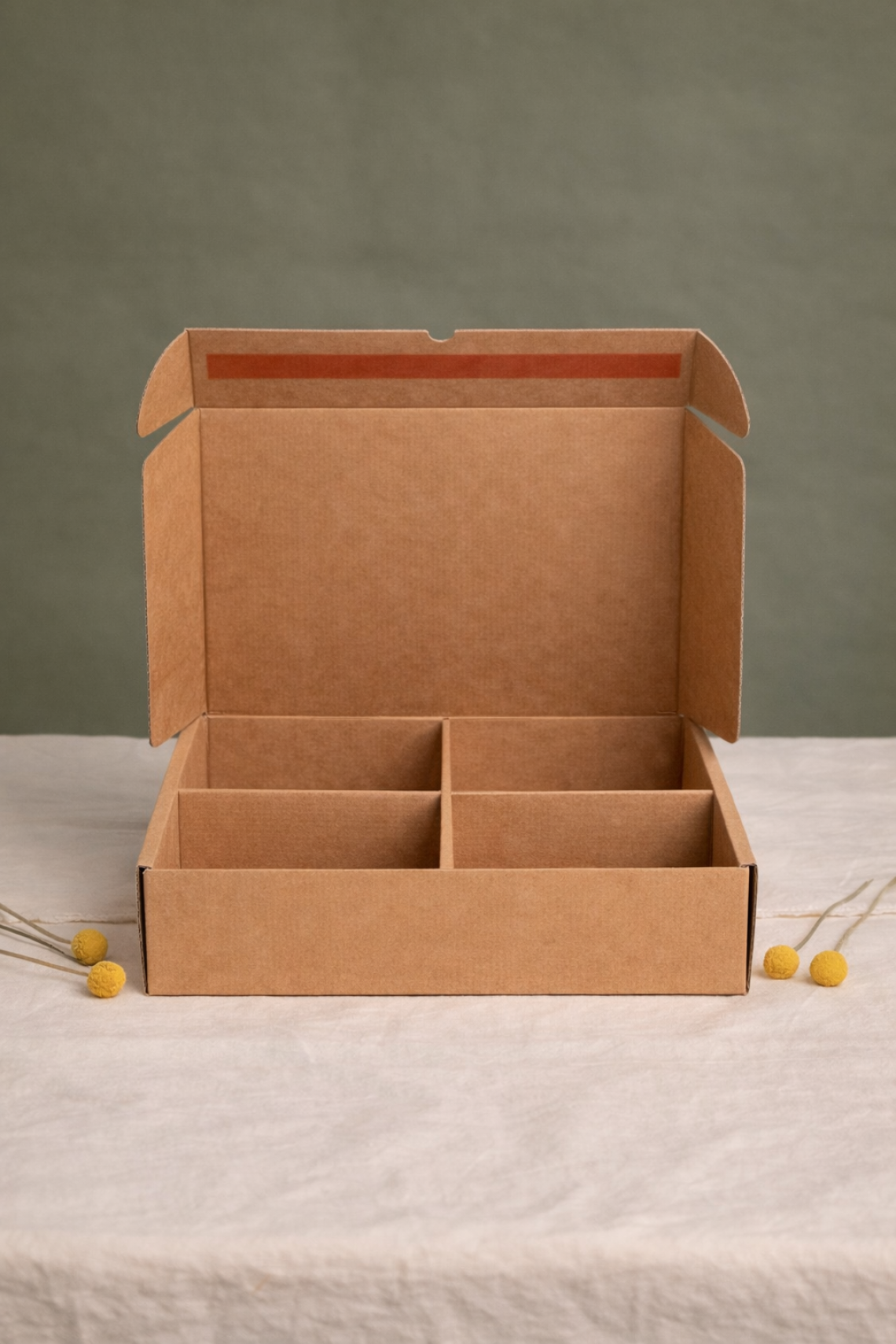 Cajas de cartón reciclado con separadores para ecommerce 29x25x12 | Fabricadas por personas con discapacidad intelectual