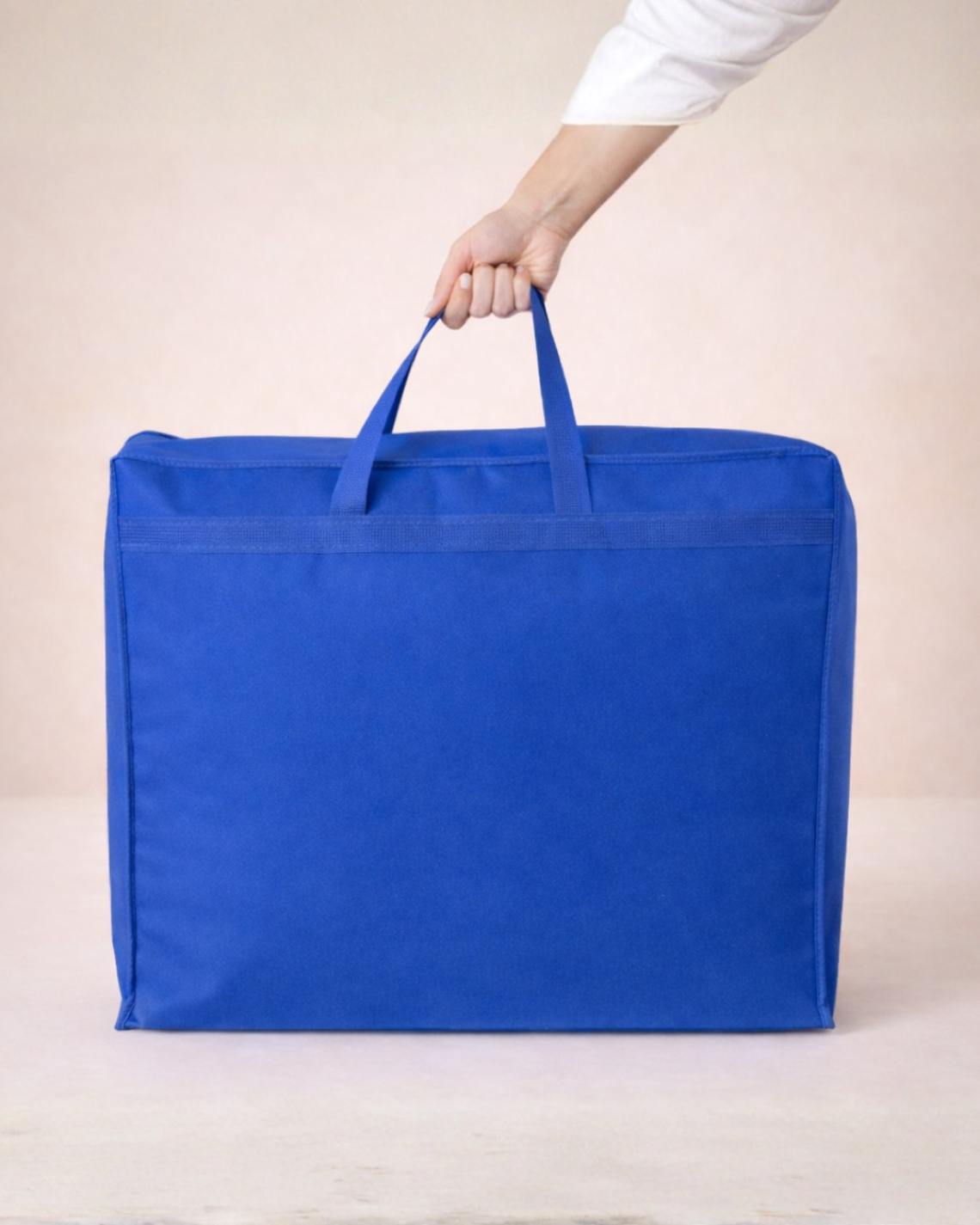Bolsa para guardar edredones cerrada de color azul 60x50x20