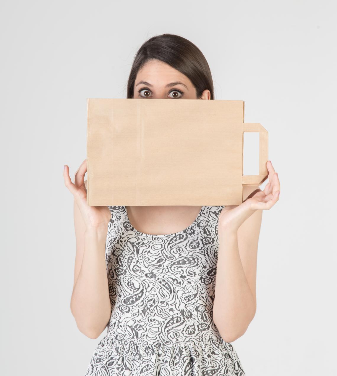 Bolsas de papel de asas planas medianas