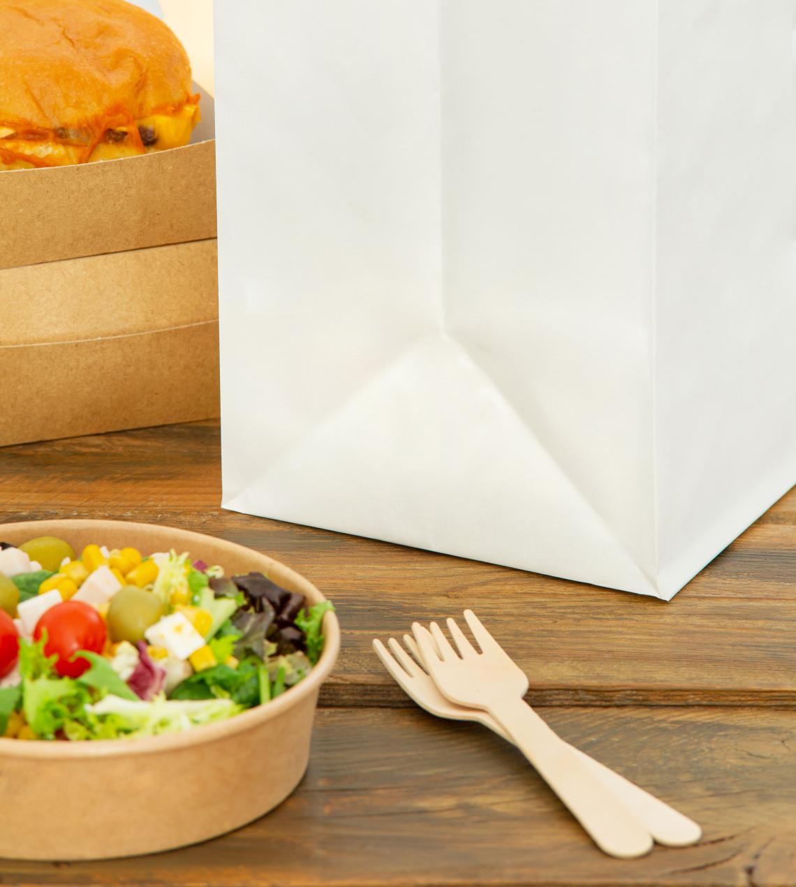 Bolsas de papel reciclado 100 g take away 28x27x16