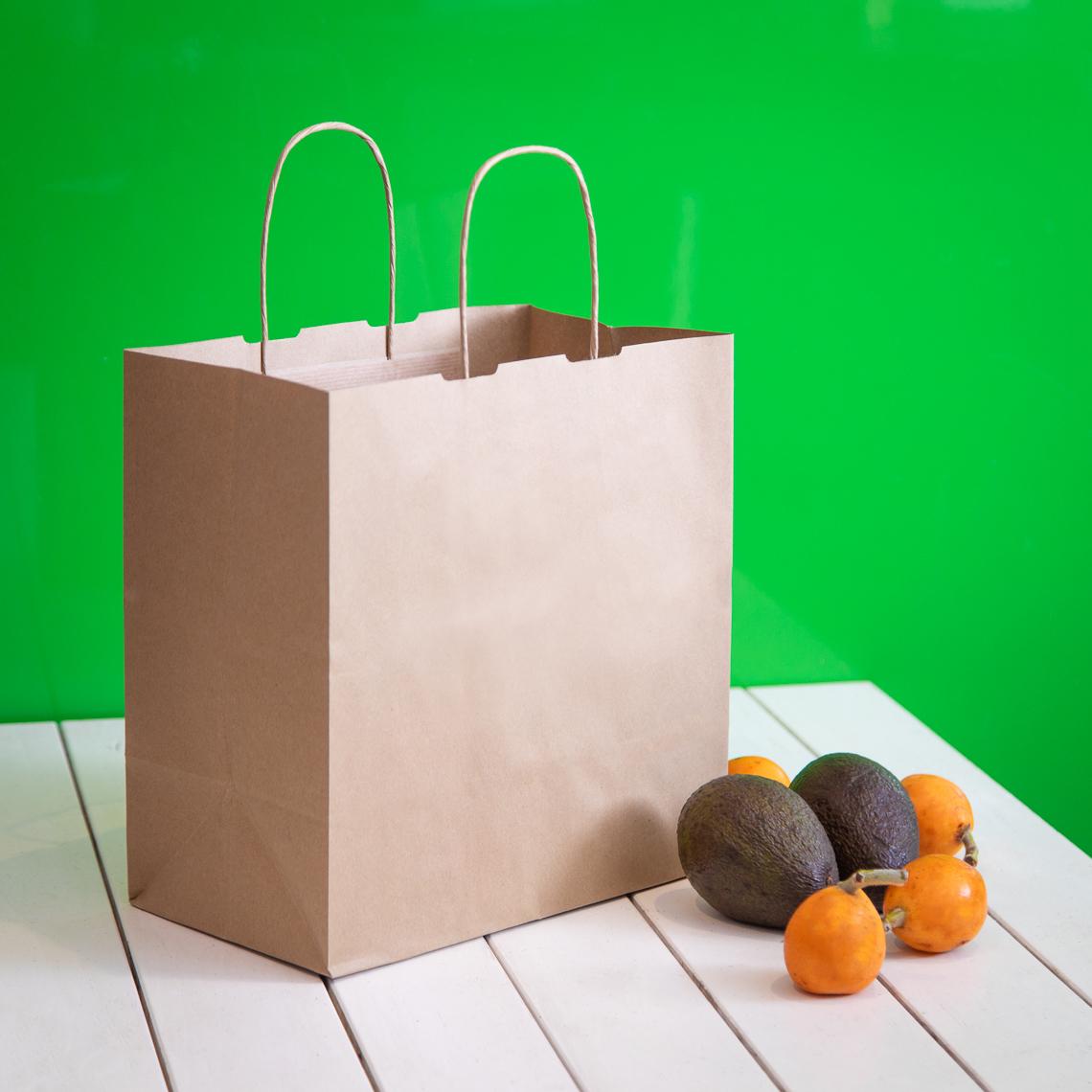 Bolsas de papel  kraft medianas de base ancha