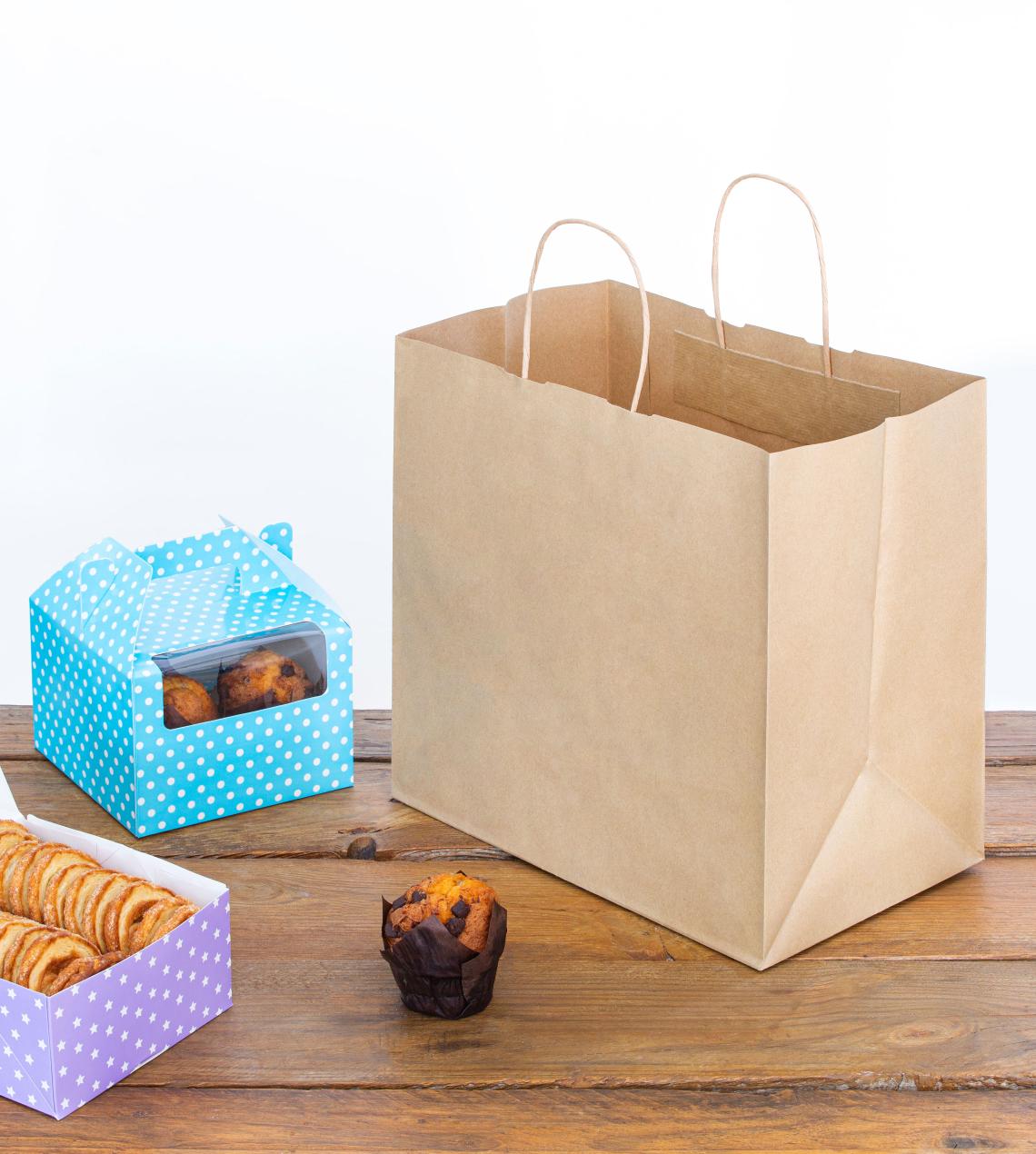 Bolsas take away kraft con comida al lado